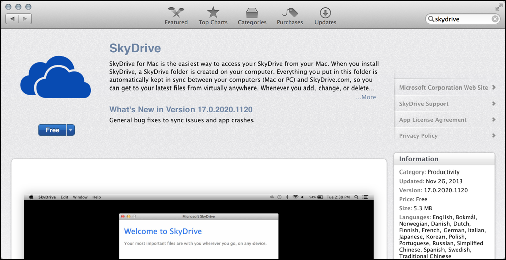 Microsoft skydrive download